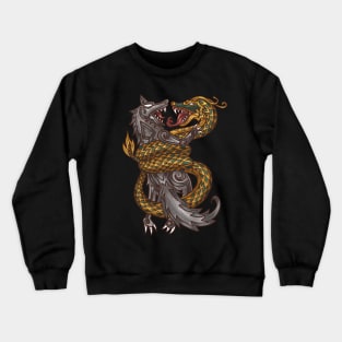 Viking Titans: Jormungandr and Fenrir, the Monsters of Norse Mythology Crewneck Sweatshirt